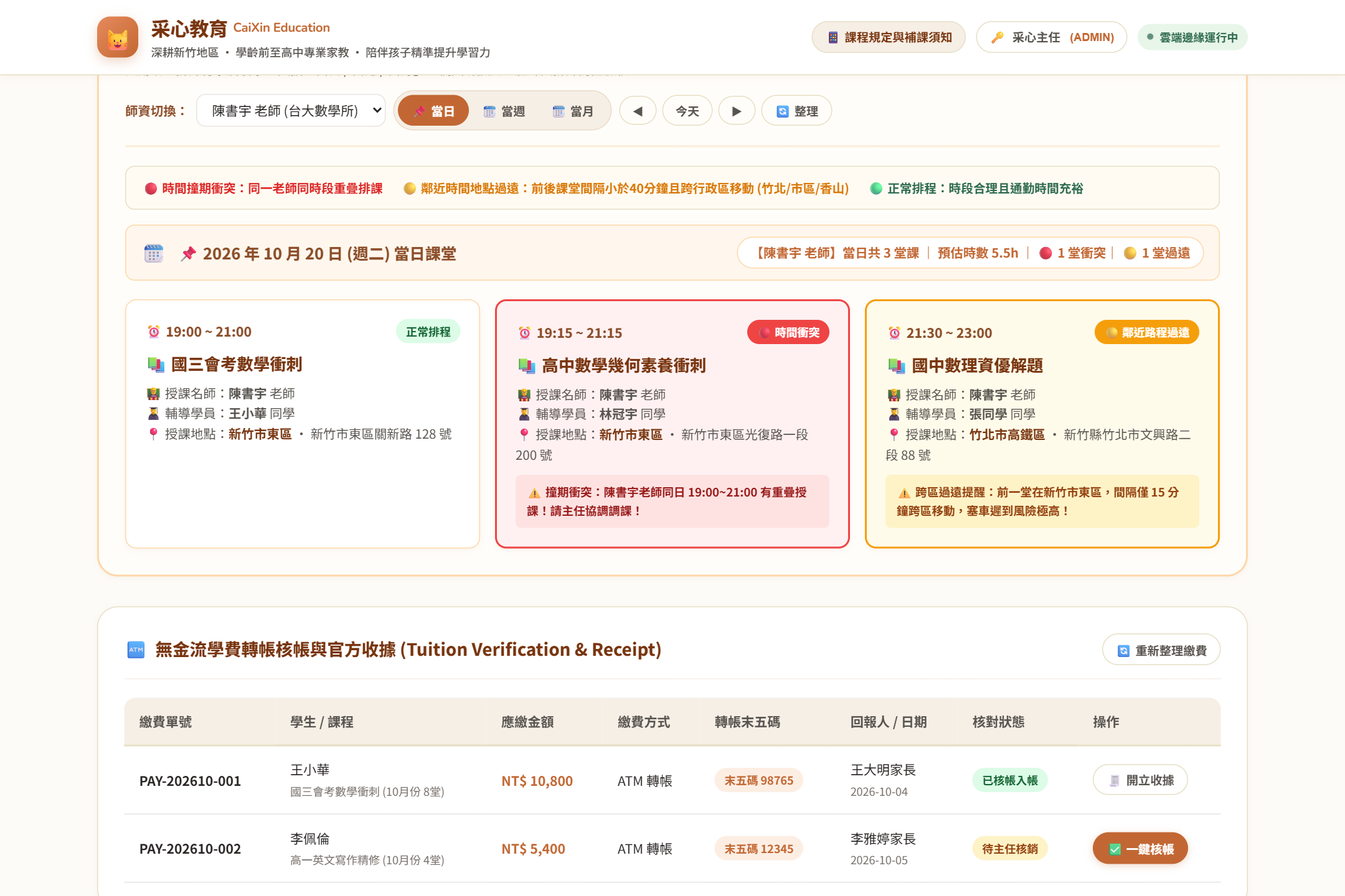課酬結算與三方拆帳